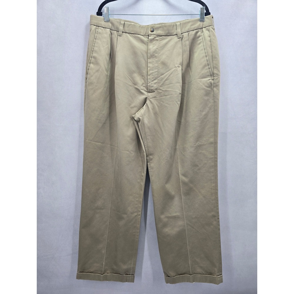 Haggar Tan Work Casual Office Utility 90s Straight 100% Cotton Mens Pants 38X29